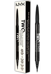 NYX   TWO TIMER KOHL PENCIL LINER & FELT TIP LINER TT01 JET BLACK